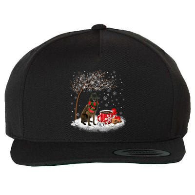 Dutch Shepherd Dog In The Snow Christmas Winter Xmas Tree Wool Snapback Cap