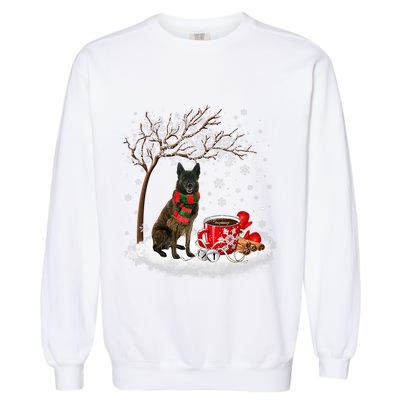 Dutch Shepherd Dog In The Snow Christmas Winter Xmas Tree Garment-Dyed Sweatshirt
