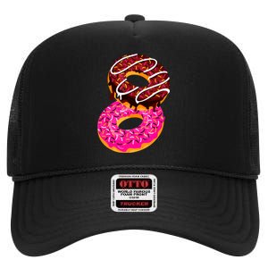 Donut Sweet Dessert Snack Funny Doughnut Food Lover Gifts High Crown Mesh Back Trucker Hat