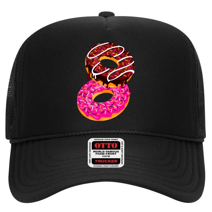 Donut Sweet Dessert Snack Funny Doughnut Food Lover Gifts High Crown Mesh Back Trucker Hat