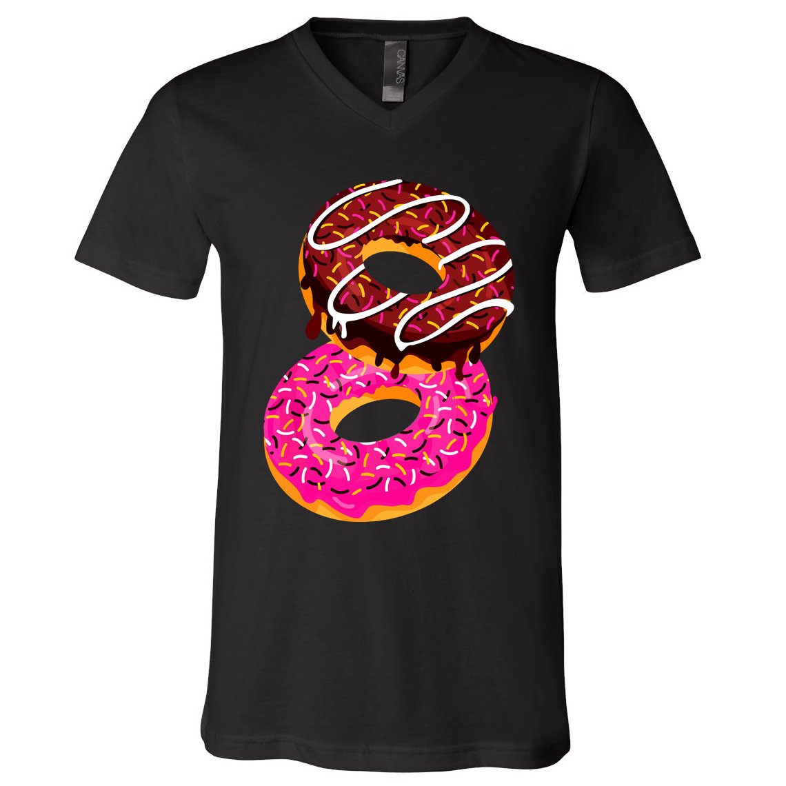 Donut Sweet Dessert Snack Funny Doughnut Food Lover Gifts V-Neck T-Shirt