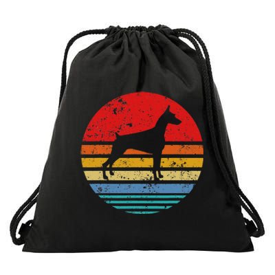 Doberman Sunset Distressed Mom Dad Dog Lover Drawstring Bag