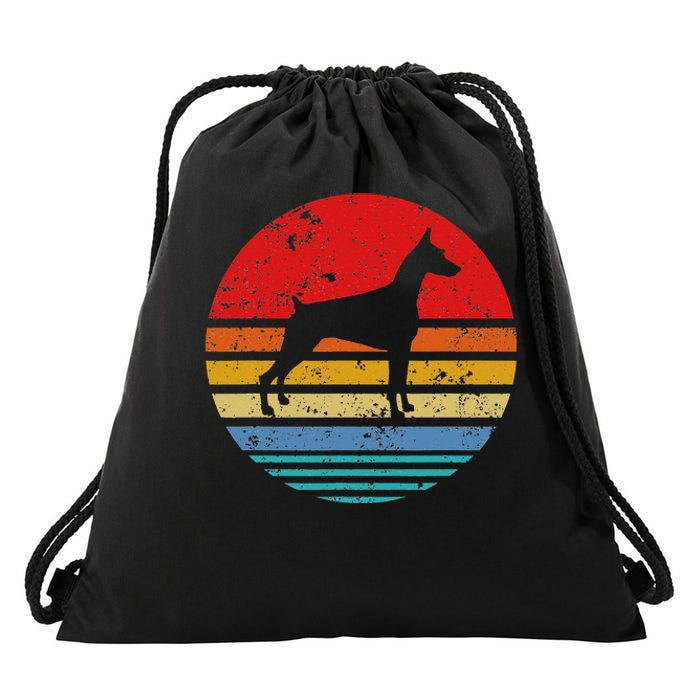 Doberman Sunset Distressed Mom Dad Dog Lover Drawstring Bag