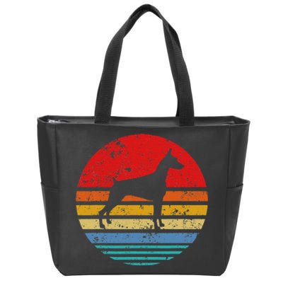 Doberman Sunset Distressed Mom Dad Dog Lover Zip Tote Bag