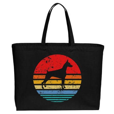 Doberman Sunset Distressed Mom Dad Dog Lover Cotton Canvas Jumbo Tote