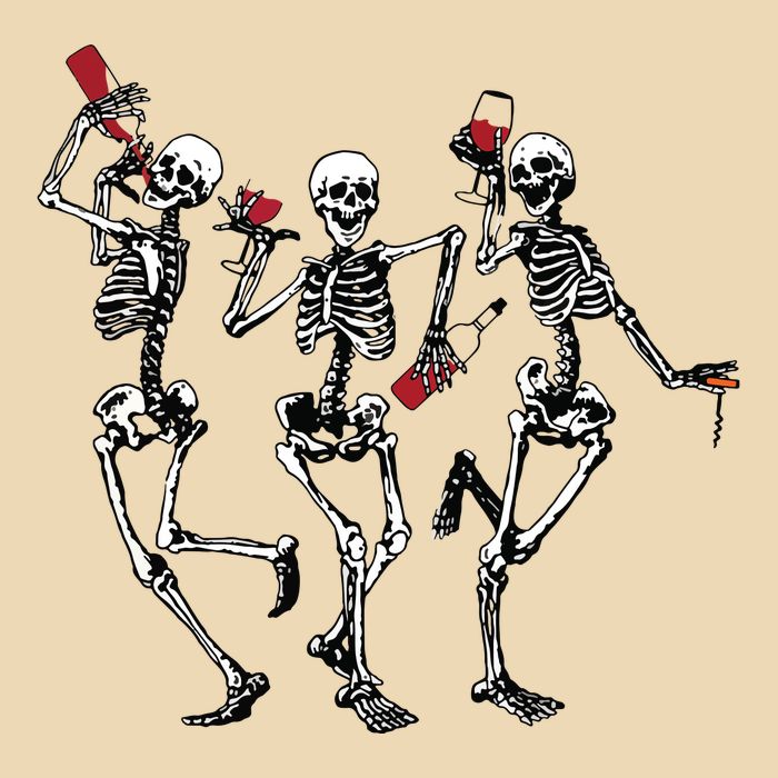 Dancing Skeletons Drinking Wine Lover Funny Halloween Scary Drawstring Bag