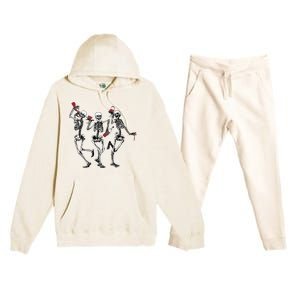 Dancing Skeletons Drinking Wine Lover Funny Halloween Scary Premium Hooded Sweatsuit Set