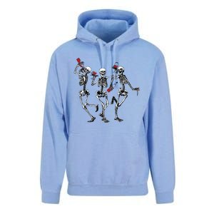 Dancing Skeletons Drinking Wine Lover Funny Halloween Scary Unisex Surf Hoodie