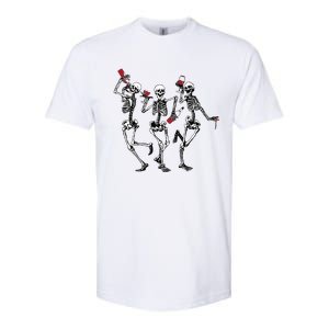 Dancing Skeletons Drinking Wine Lover Funny Halloween Scary Softstyle CVC T-Shirt