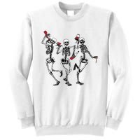 Dancing Skeletons Drinking Wine Lover Funny Halloween Scary Sweatshirt