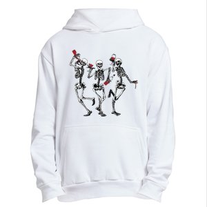 Dancing Skeletons Drinking Wine Lover Funny Halloween Scary Urban Pullover Hoodie