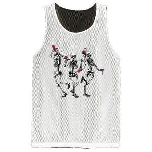 Dancing Skeletons Drinking Wine Lover Funny Halloween Scary Mesh Reversible Basketball Jersey Tank