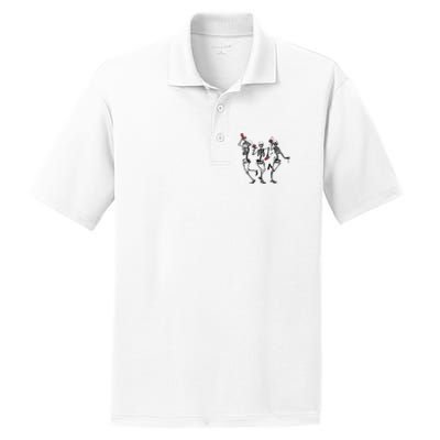 Dancing Skeletons Drinking Wine Lover Funny Halloween Scary PosiCharge RacerMesh Polo