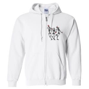 Dancing Skeletons Drinking Wine Lover Funny Halloween Scary Full Zip Hoodie