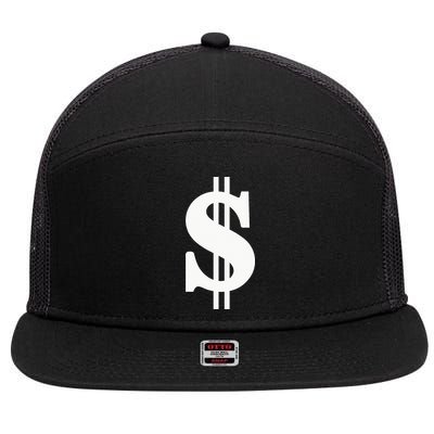 Dollar Sign 7 Panel Mesh Trucker Snapback Hat