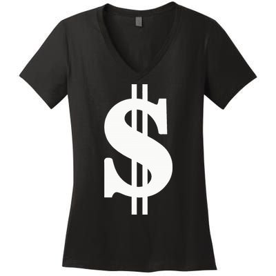 Dollar Sign Women's V-Neck T-Shirt