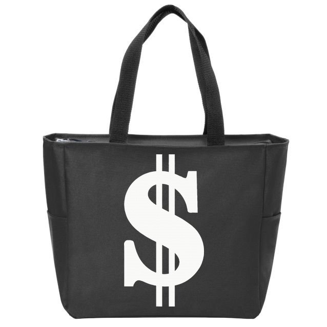 Dollar Sign Zip Tote Bag