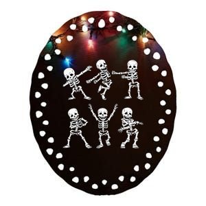 Dancing Skeletons Dance Challenge Halloween Ceramic Oval Ornament