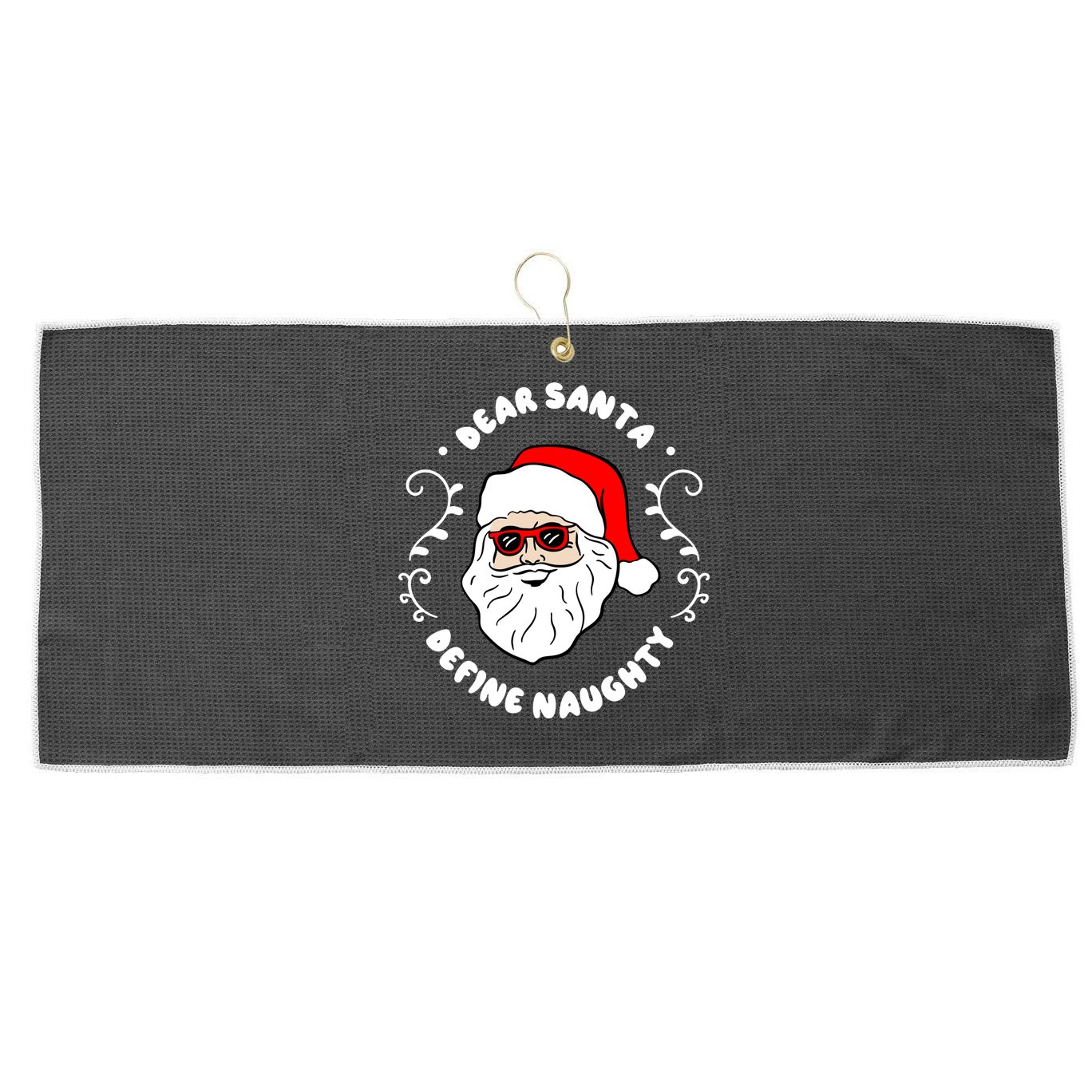 Dear Santa Define Naughty Funny St Nick Claus Christmas Large Microfiber Waffle Golf Towel