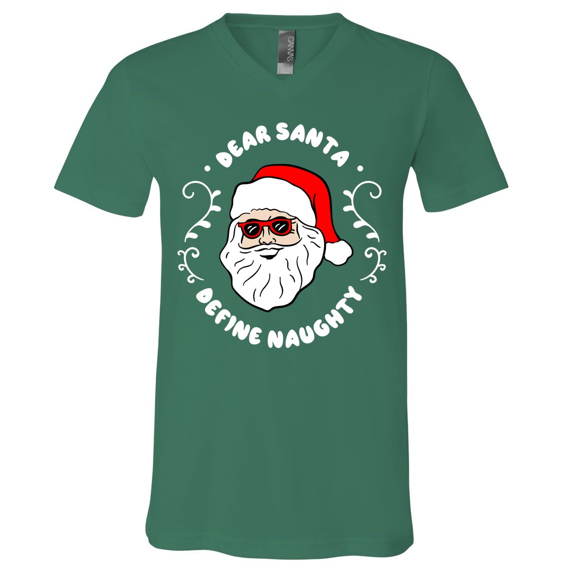 Dear Santa Define Naughty Funny St Nick Claus Christmas V-Neck T-Shirt