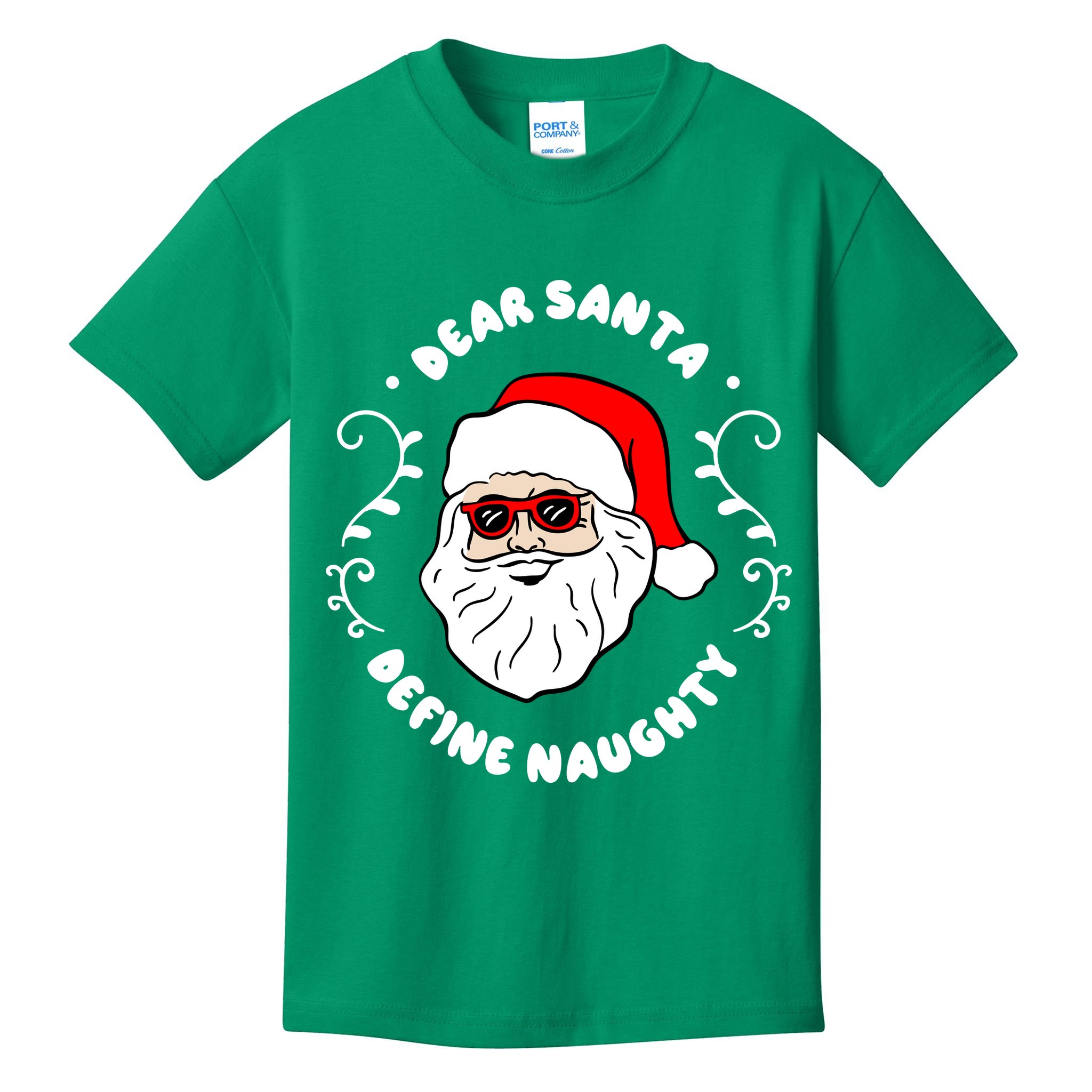 Dear Santa Define Naughty Funny St Nick Claus Christmas Kids T-Shirt