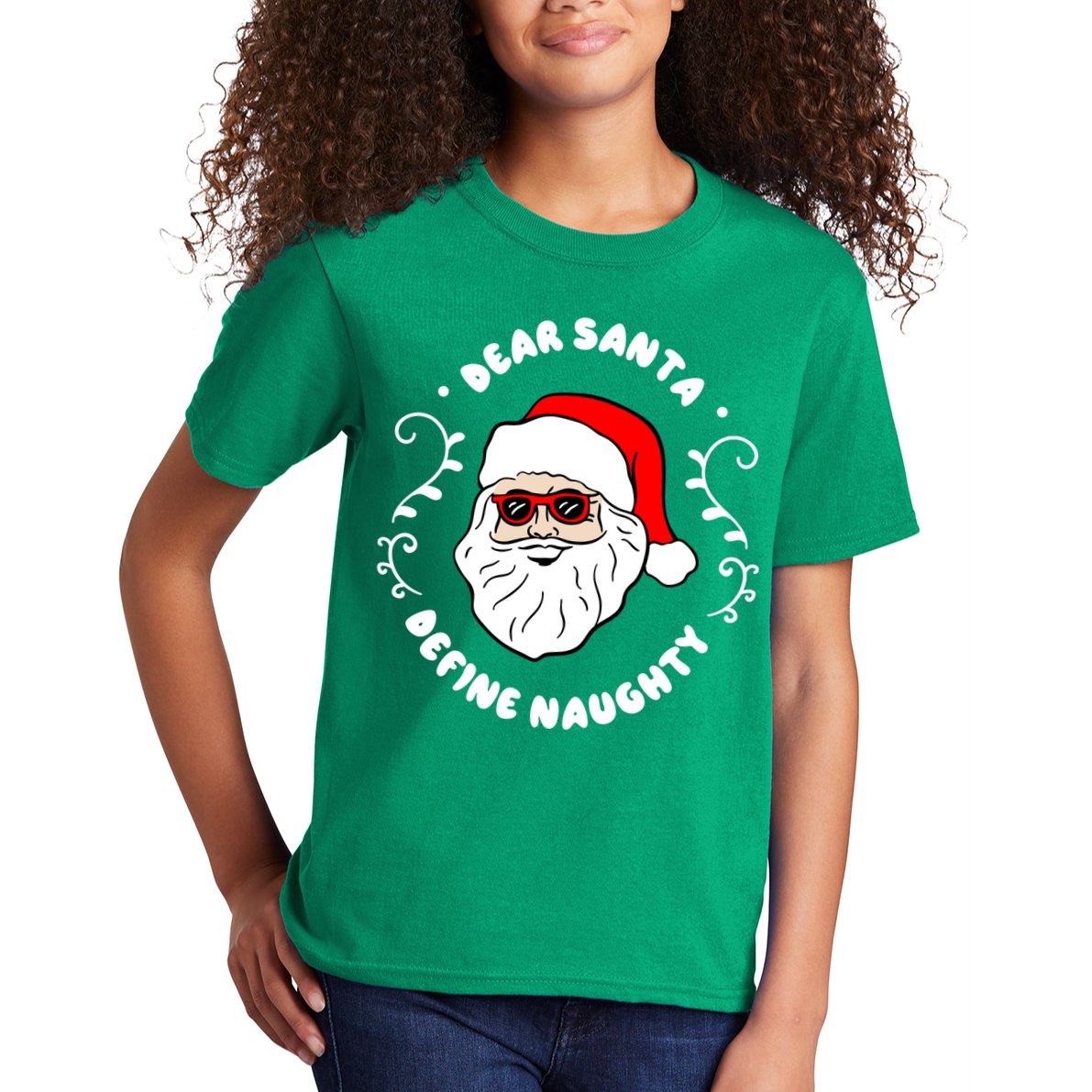 Dear Santa Define Naughty Funny St Nick Claus Christmas Kids T-Shirt