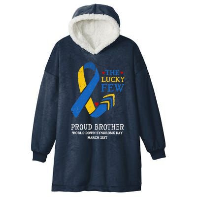 Down Syndrome Day March 21st Ribbon Gift For Proud Brother Hooded Wearable Blanket