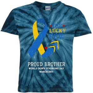 Down Syndrome Day March 21st Ribbon Gift For Proud Brother Kids Tie-Dye T-Shirt