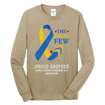 Down Syndrome Day March 21st Ribbon Gift For Proud Brother Tall Long Sleeve T-Shirt