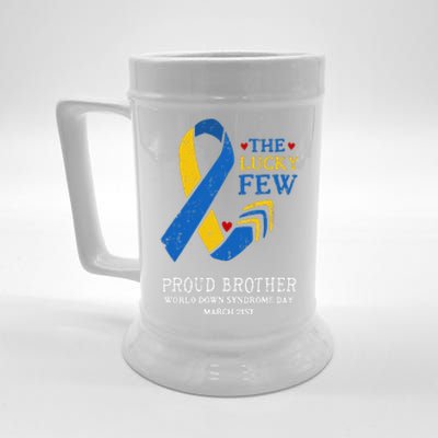 Down Syndrome Day March 21st Ribbon Gift For Proud Brother Beer Stein