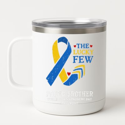 Down Syndrome Day March 21st Ribbon Gift For Proud Brother 12 oz Stainless Steel Tumbler Cup