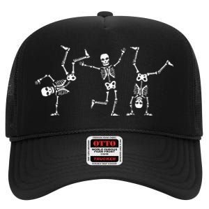 Dancing Skeletons Dance Challenge Halloween Scary Skeleton High Crown Mesh Back Trucker Hat