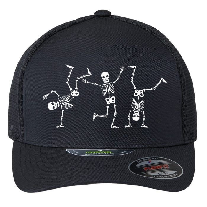 Dancing Skeletons Dance Challenge Halloween Scary Skeleton Flexfit Unipanel Trucker Cap