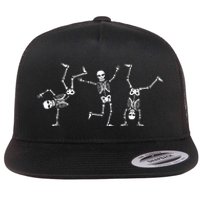 Dancing Skeletons Dance Challenge Halloween Scary Skeleton Flat Bill Trucker Hat