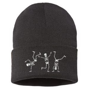 Dancing Skeletons Dance Challenge Halloween Scary Skeleton Sustainable Knit Beanie