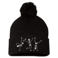 Dancing Skeletons Dance Challenge Halloween Scary Skeleton Pom Pom 12in Knit Beanie