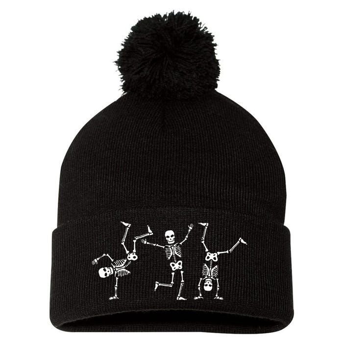 Dancing Skeletons Dance Challenge Halloween Scary Skeleton Pom Pom 12in Knit Beanie