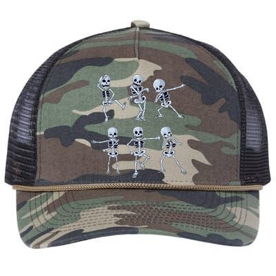 Dancing Skeletons Dabbing Skeleton Dab Halloween Retro Rope Trucker Hat Cap