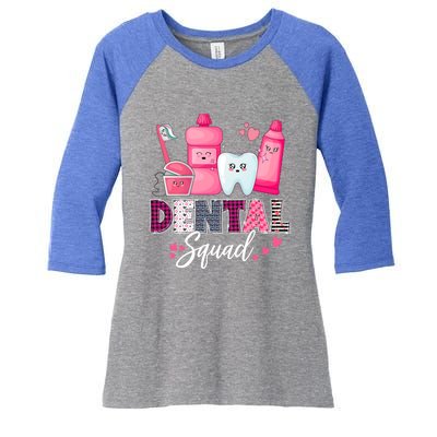 Dental Squad Dental Assistant Dentist Valentines Day Gift Women's Tri-Blend 3/4-Sleeve Raglan Shirt