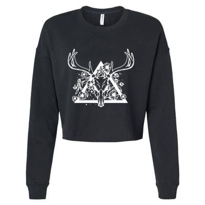 Deer Skull Cropped Pullover Crew