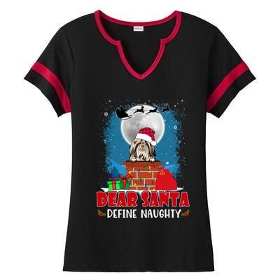 Dear Santa Define Naughty Shih Tzu Dog Funny Christmas Gift Ladies Halftime Notch Neck Tee