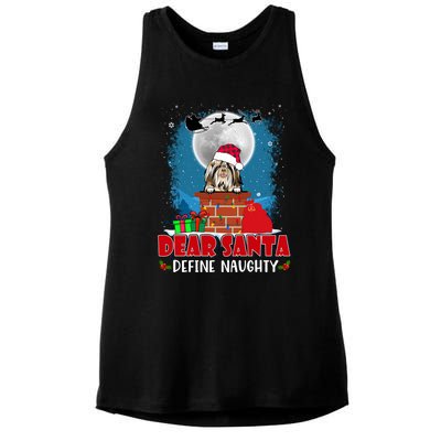 Dear Santa Define Naughty Shih Tzu Dog Funny Christmas Gift Ladies PosiCharge Tri-Blend Wicking Tank