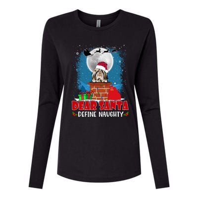 Dear Santa Define Naughty Shih Tzu Dog Funny Christmas Gift Womens Cotton Relaxed Long Sleeve T-Shirt