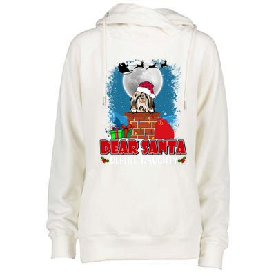 Dear Santa Define Naughty Shih Tzu Dog Funny Christmas Gift Womens Funnel Neck Pullover Hood