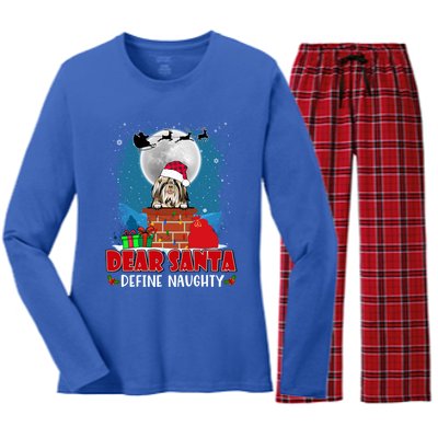 Dear Santa Define Naughty Shih Tzu Dog Funny Christmas Gift Women's Long Sleeve Flannel Pajama Set 