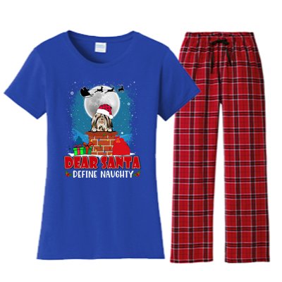 Dear Santa Define Naughty Shih Tzu Dog Funny Christmas Gift Women's Flannel Pajama Set