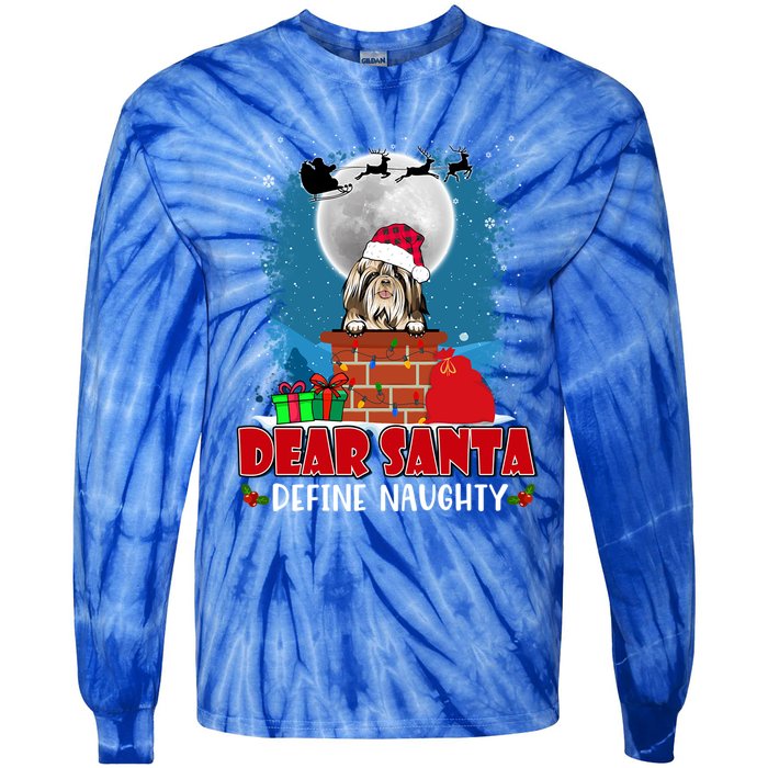 Dear Santa Define Naughty Shih Tzu Dog Funny Christmas Gift Tie-Dye Long Sleeve Shirt