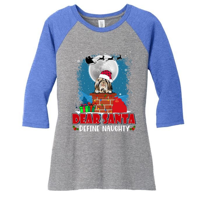 Dear Santa Define Naughty Shih Tzu Dog Funny Christmas Gift Women's Tri-Blend 3/4-Sleeve Raglan Shirt