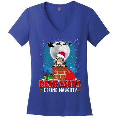 Dear Santa Define Naughty Shih Tzu Dog Funny Christmas Gift Women's V-Neck T-Shirt