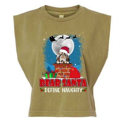 Dear Santa Define Naughty Shih Tzu Dog Funny Christmas Gift Garment-Dyed Women's Muscle Tee